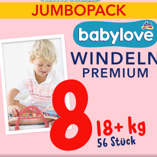 Подгузники babylove Premium, размер 8 (18+ кг), большая упаковка, 56 шт.