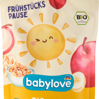 Фруктовое пюре babylove - банан, черная вишня и яблоко с мюсли, 100 г. Дополнительное питание.