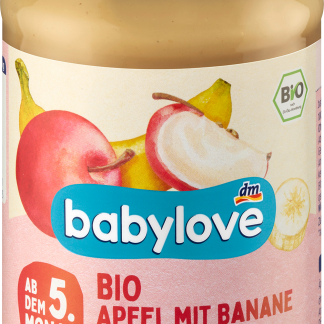 Пюре из яблок и бананов babylove, от 5 месяцев, 190 г. Дополнительное питание.