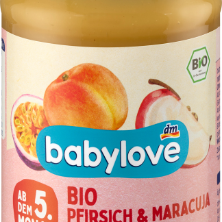 Пюре из яблока, персика и маракуйи babylove, от 5 месяцев, 190 г. Дополнительное питание.