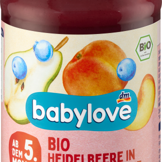 Babylove Грушевое, персиковое и черничное пюре, от 5 месяцев, 190 г. Дополнительное питание.