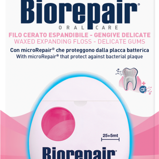 Зубная нить Biorepair с вощеным покрытием, эластичная, для чувствительных десен, 1 шт.