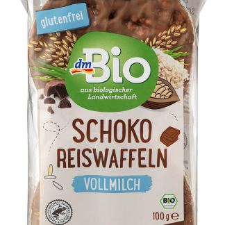 Органические рисовые лепешки dmBio с молочным шоколадом, 100 г