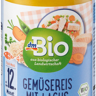 dmBio Гомогенизированный корм с овощами, рисом и лососем, 250 г. Дополнительная пищевая добавка.