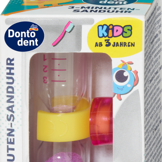 Песочные часы Dontodent на 3 минуты для чистки зубов, разные цвета, 1 шт.