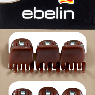 Набор мини-заколок для волос ebelin, матово-коричневые, 6 шт.