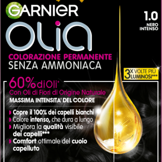 Стойкая краска для волос GARNIER olia, насыщенный черный 1.0, 1 шт.