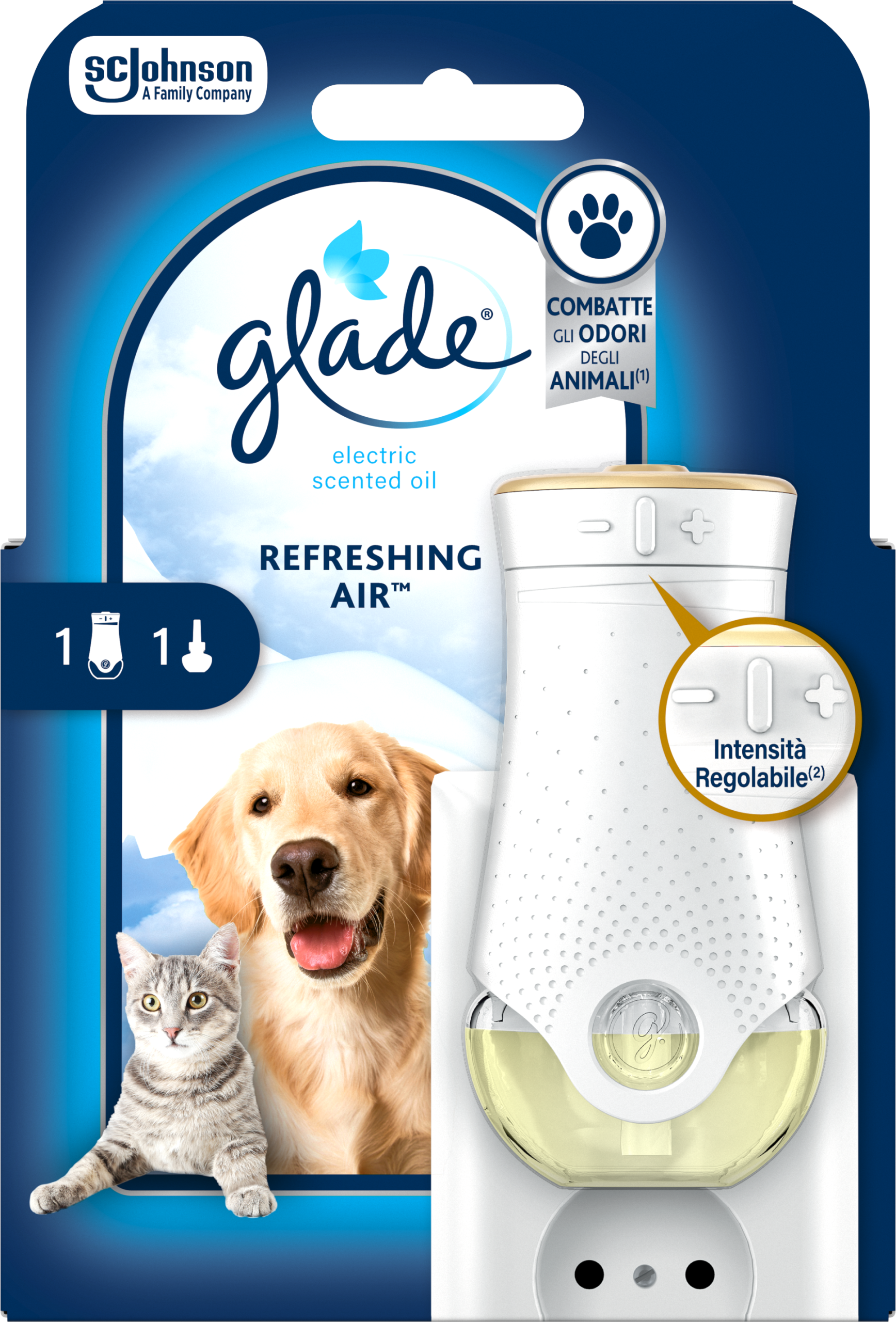 Диффузор Glade с электрическим сменным картриджем с ароматическим маслом - Освежает воздух для домашних животных, 1 шт.