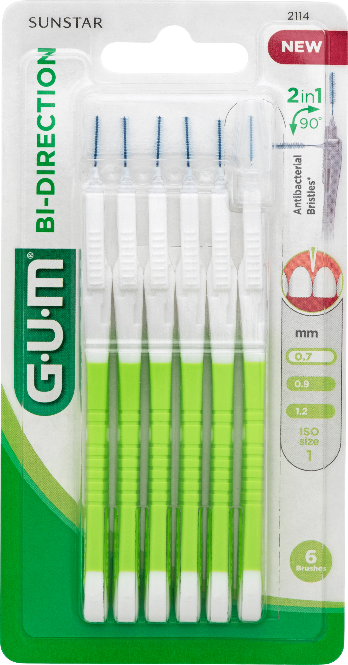 Двунаправленная межзубная щетка GUM 0,7 мм, 6 шт.