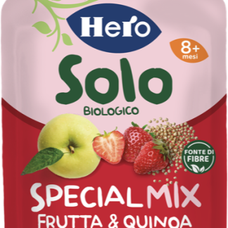 Фруктово-киноа пюре Hero Solo, специальная смесь с яблоком, клубникой и киноа, 100 г