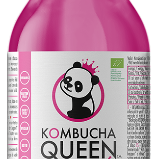 KOMBUCHA QUEEN Комбуча со вкусом гибискуса и ягод, приготовленная из ферментированного зеленого чая, 330 мл