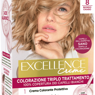 Стойкая кремовая краска для волос L'ORÉAL PARIS EXCELLENCE, оттенок «Светлый блонд», 8, 1 шт.