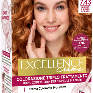Стойкая кремовая краска для волос L'ORÉAL PARIS EXCELLENCE, золотисто-медный блонд, 7.43, 1 шт.