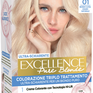 Стойкая кремовая краска для волос L'ORÉAL PARIS EXCELLENCE, ультрасветлый натуральный блонд, 01, 1 шт.