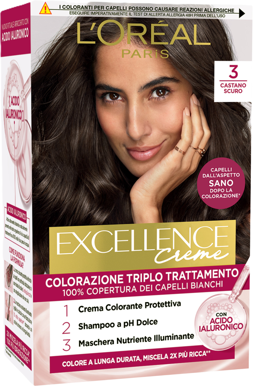 Стойкая кремовая краска для волос L'ORÉAL PARis EXCELLENCE, темно-коричневый цвет, 3 шт., 1 шт.