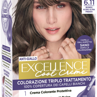 L'ORÉAL PARIS EXCELLENCE Кремовая стойкая краска для волос, холодный кремовый оттенок, темно-русый, 6.11, 1 шт.