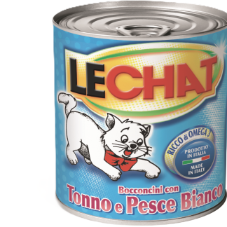 Полноценный корм для кошек LECHAT с тунцом и белой рыбой, 720 г.