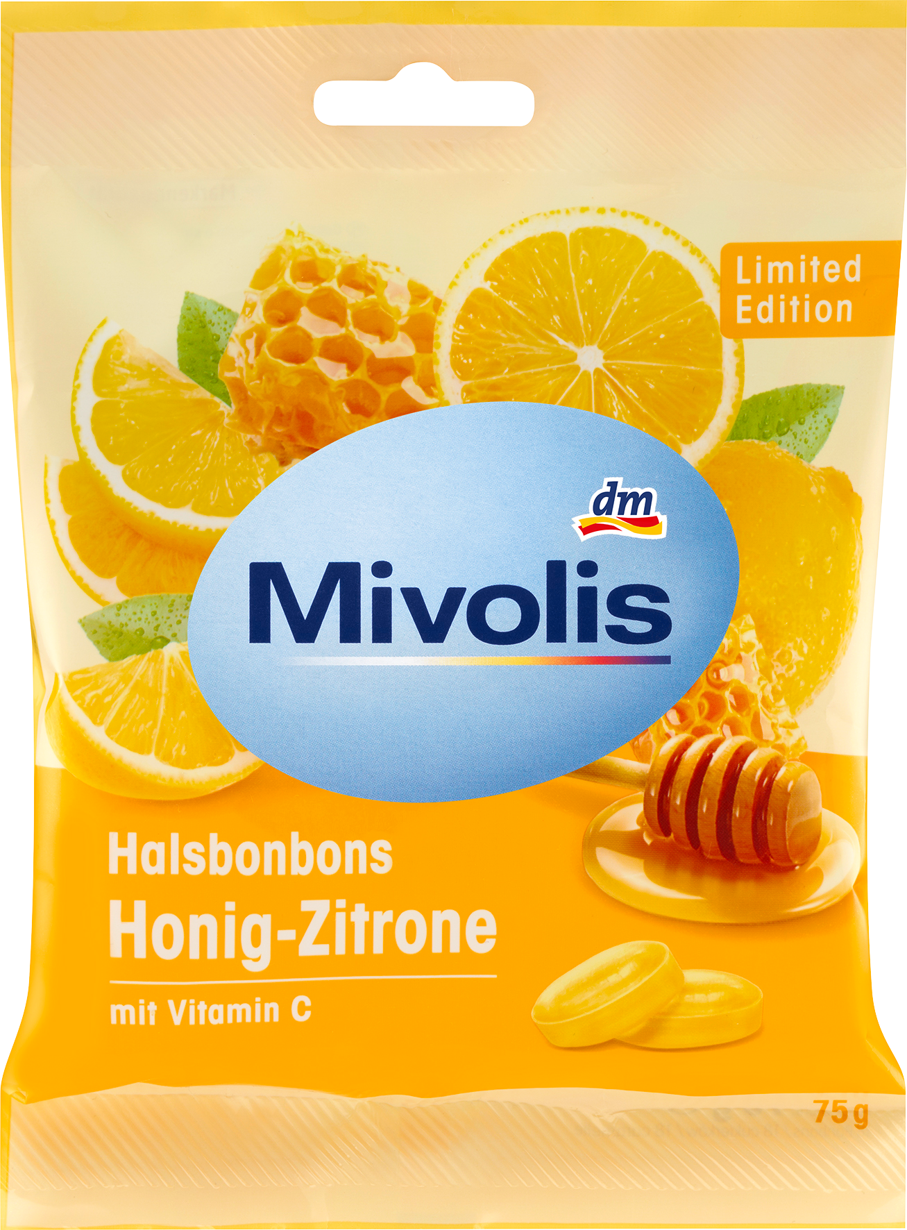 Леденцы для горла Mivolis со вкусом меда и лимона, 75 г