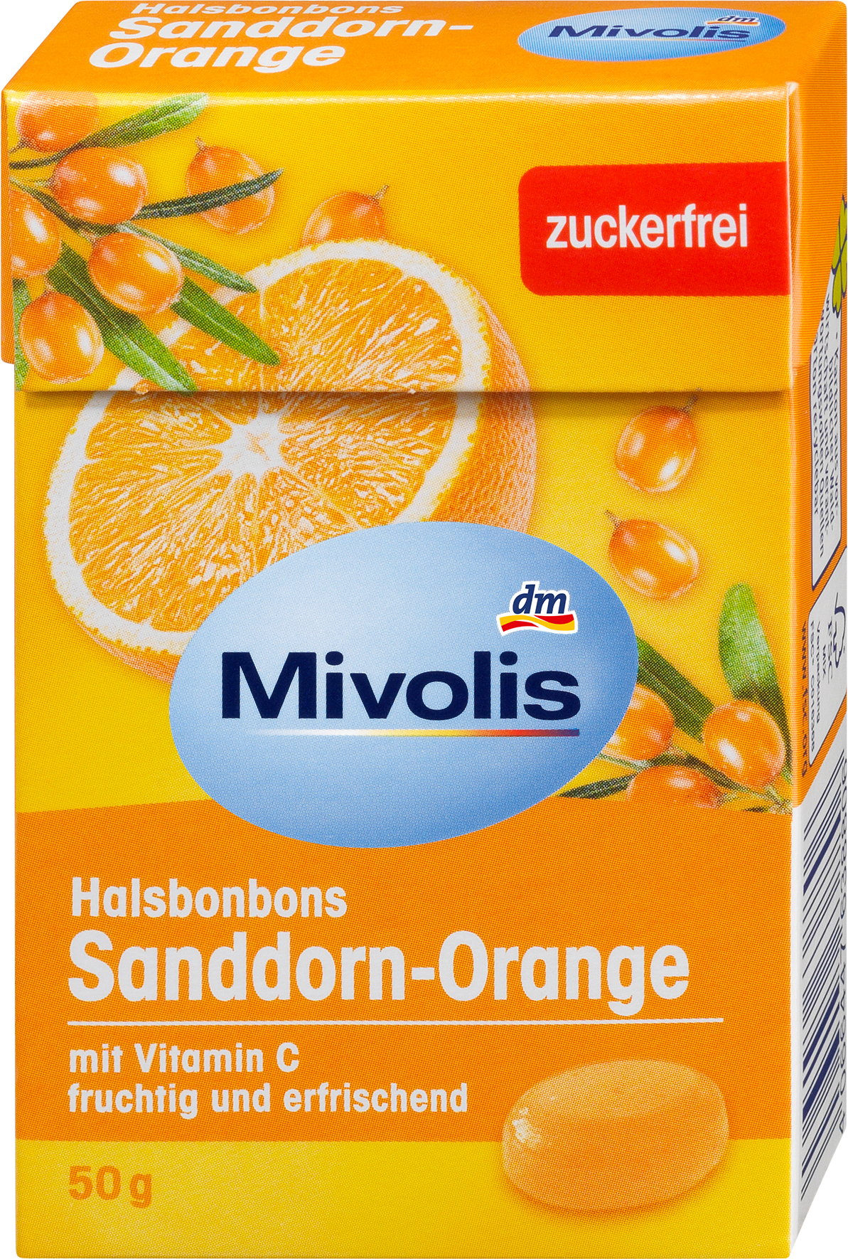 Конфеты Mivolis с облепихой и апельсиновым горлом, 50 г