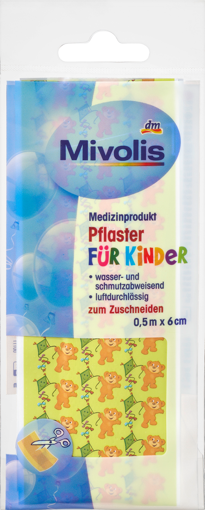Детские пластыри Mivolis с вырезами, разные цвета, 0,5 м, медицинские изделия.