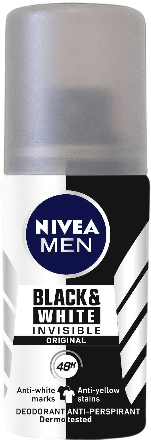 Дезодорант-спрей NIVEA MEN Black & White Invisible Original мини-размера, 35 мл