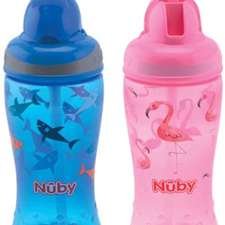 Стаканчик Nûby Flip it с трубочкой, 360 мл, для детей от 12 месяцев, в ассортименте, 1 шт.