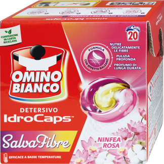 Стиральный порошок OMINO BIANCO IdroCaps с добавками из клетчатки, цвет «Розовая водяная лилия», 20 шт.