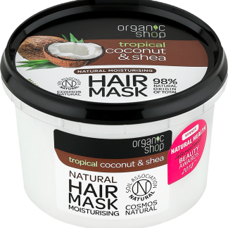 Увлажняющая маска для волос Organic Shop с органическим кокосовым маслом и органическим маслом ши, 250 мл