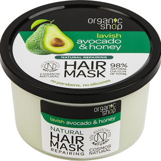 Восстанавливающая маска для волос Organic Shop с органическим авокадо и органическим медом, 250 мл