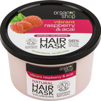 Маска для волос Organic Shop для придания объема с органической малиной и органическим асаи, 250 мл