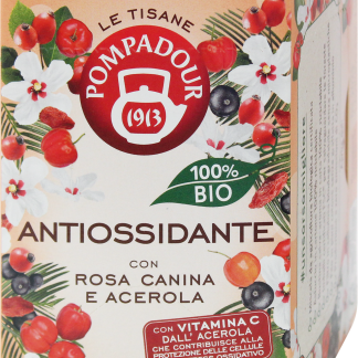 POMPADOUR Органический антиоксидантный травяной чай с шиповником и ацеролой, 15 шт.
