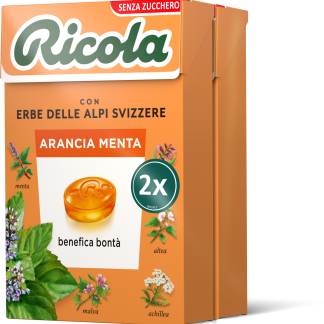 Двойная упаковка конфет Ricola со вкусом апельсина и мяты, 100 г.