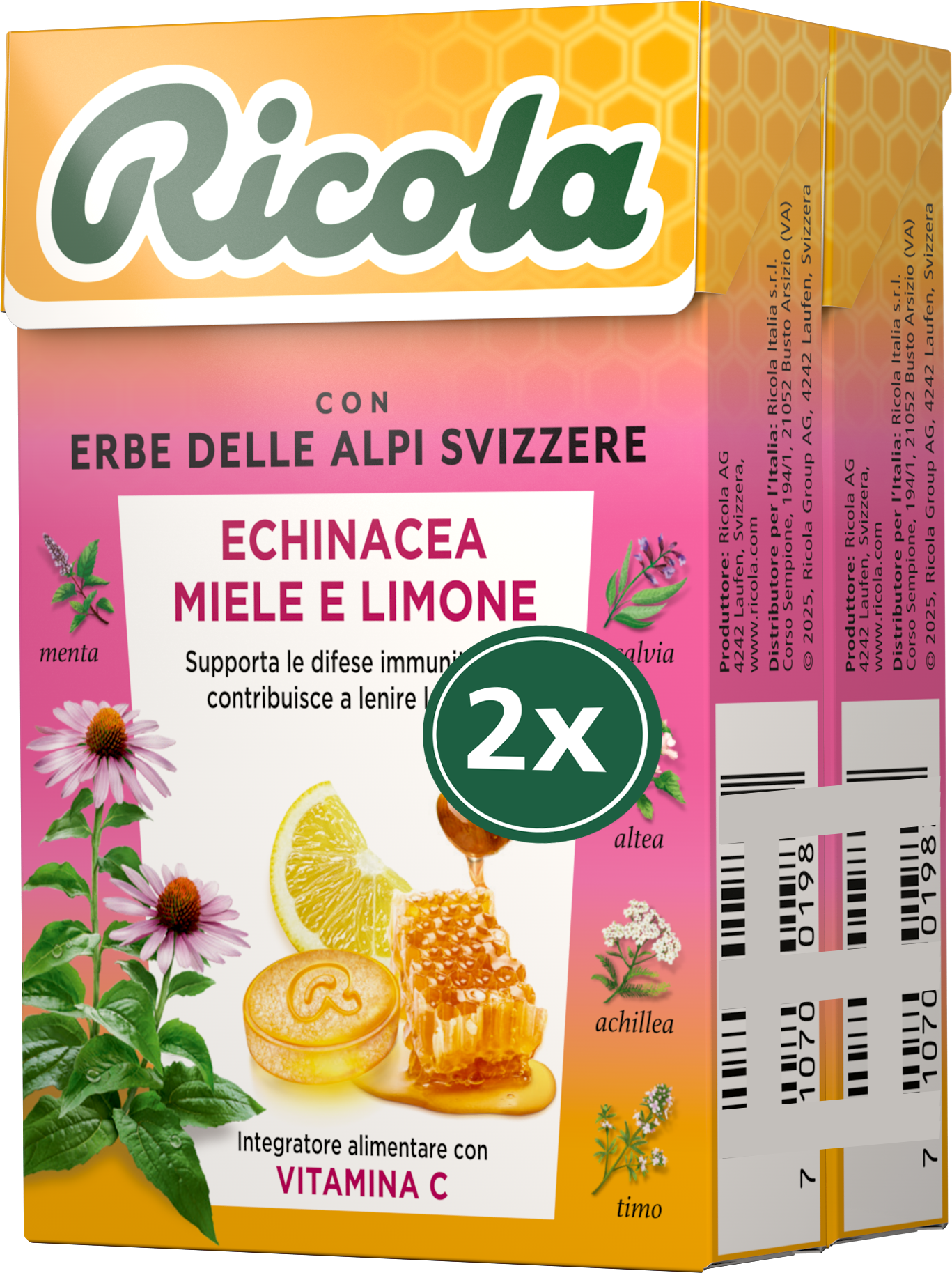 Конфеты Ricola с эхинацеей, медом и лимоном, двойная упаковка, 100 г