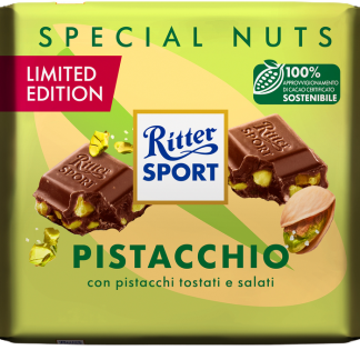 Молочный шоколад Ritter SPORT с жареными и солеными фисташками, 100 г