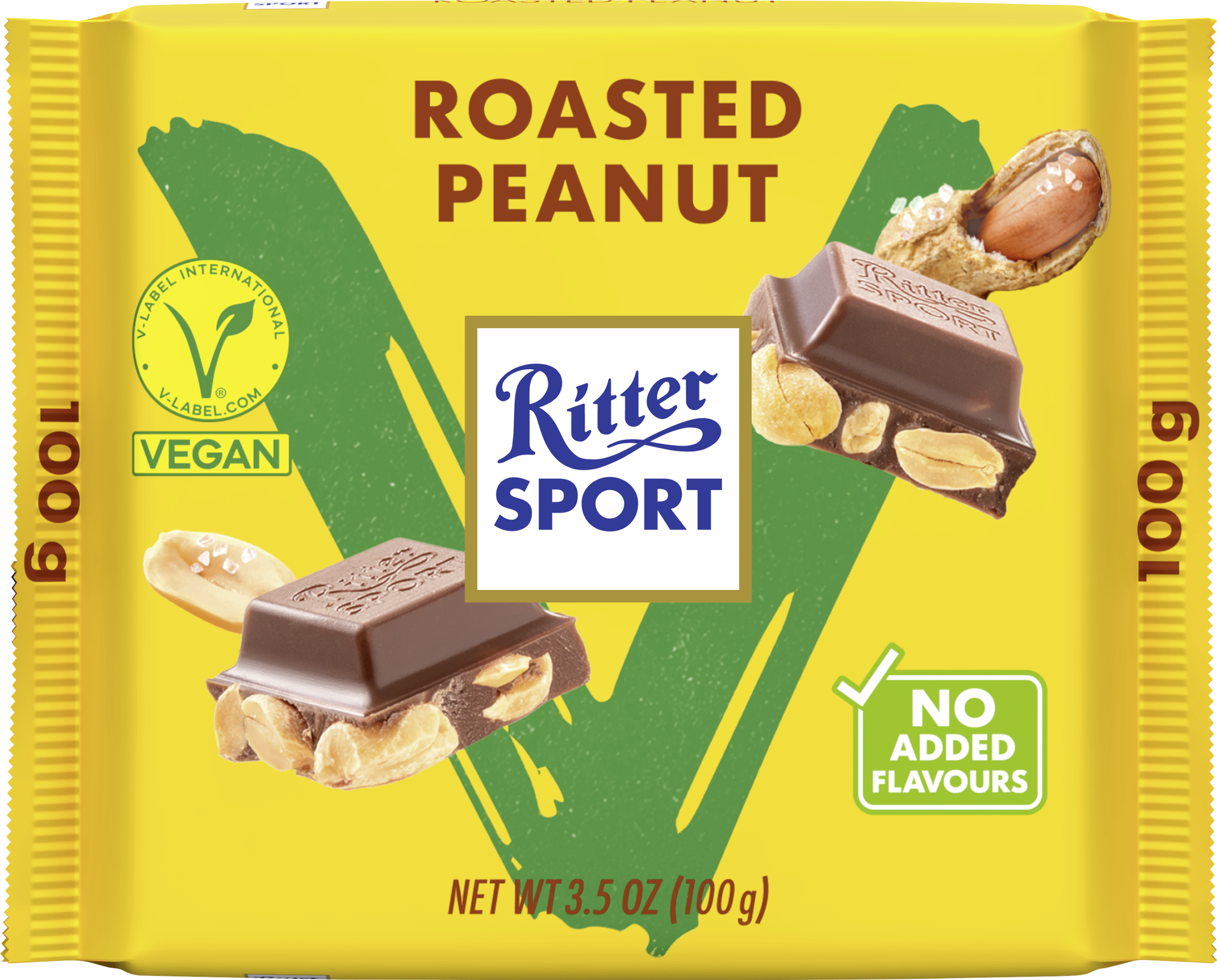 Веганский шоколад Ritter SPORT с жареным и соленым арахисом, 100 г.