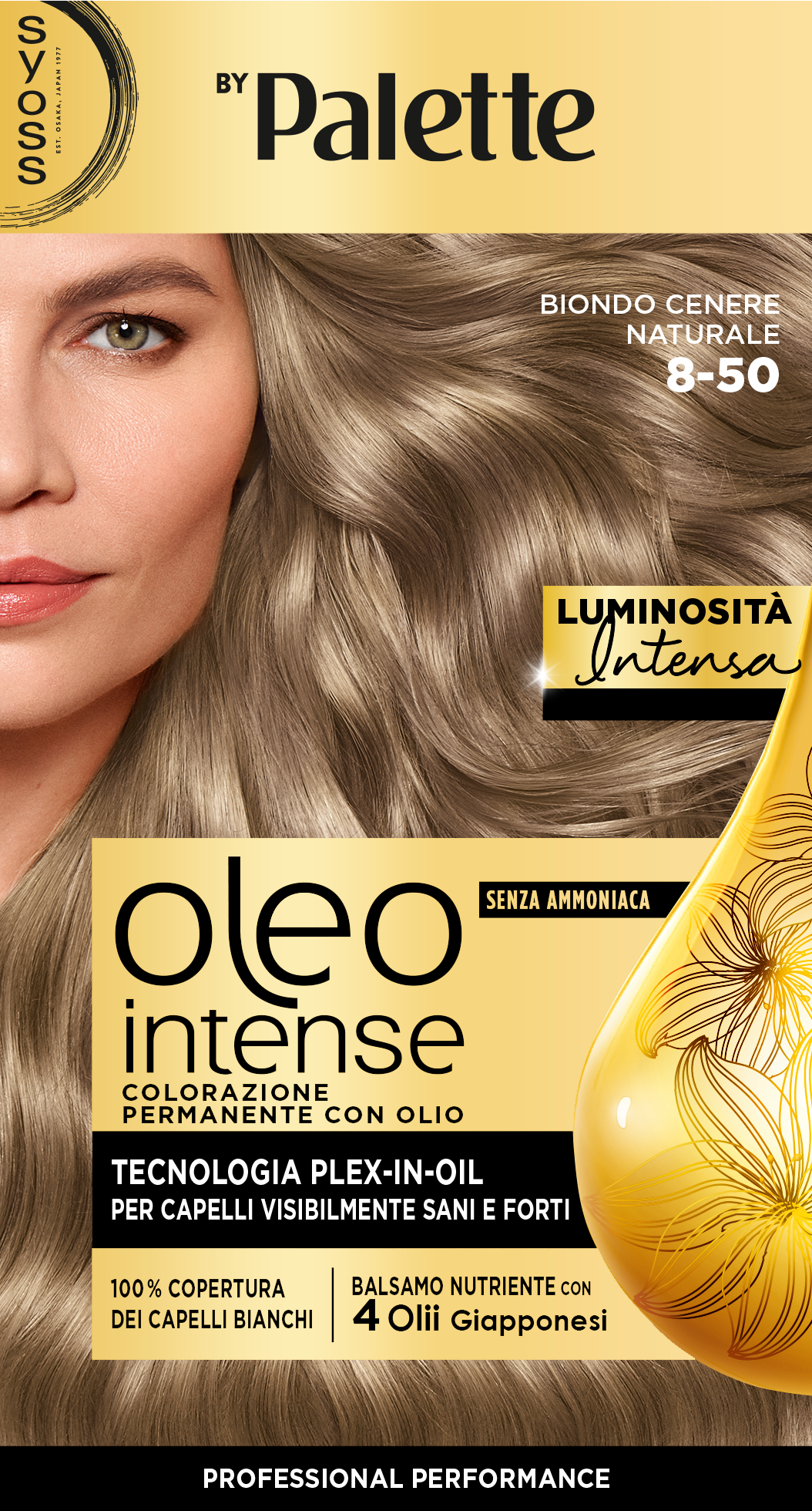Стойкая краска для волос Syoss Oleo Intense, оттенок 8-50, натуральный пепельный блонд, 1 шт.