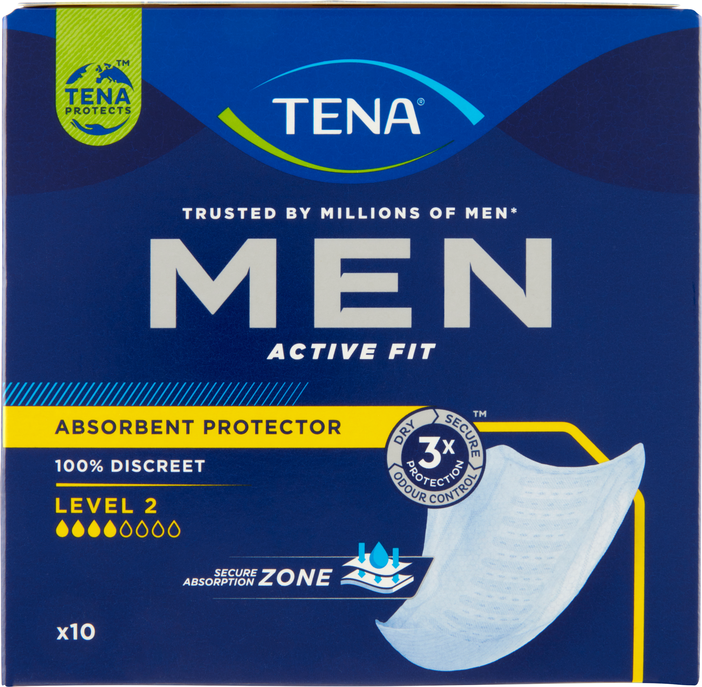 Прокладки TENA MEN ACTIVE FIT для умеренного недержания мочи, уровень 2, 10 шт. Медицинские изделия.