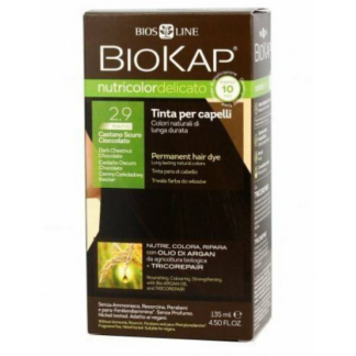 Краска для волос Biokap Nutricolor Delicate Rapid Dye 2.9 темно-шоколадно-коричневый, 140 мл - натуральный цвет.