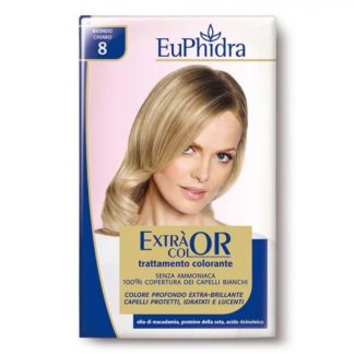 Краска для волос Euphidra Extra Color, цвет 8 (светлый блонд) - стойкая краска для волос с протеинами шелка.