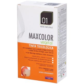 Краска для волос MaxColor растительного происхождения, цвет 01, натуральный черный.
