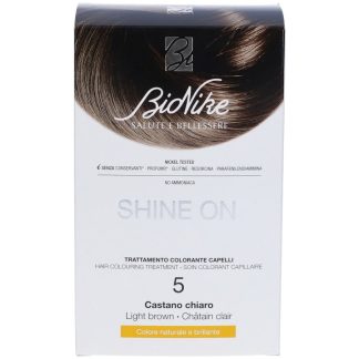 Стойкая краска для волос BioNike Shine On 5, светло-коричневый цвет.