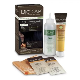 Краска для волос Biokap Nutricolor Delicato Rapid 1.0 Natural Black - без парафенилендиамина.