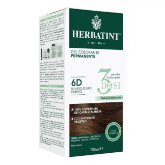 Herbatint - Стойкая гелевая краска для волос 6D Темно-золотистый блонд 300 мл (3 дозы)