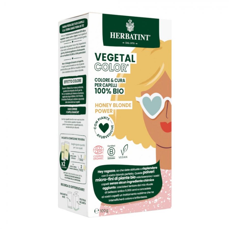 Herbatint Vegetal Color Honey Blonde Power - Натуральная краска для волос, 100 г