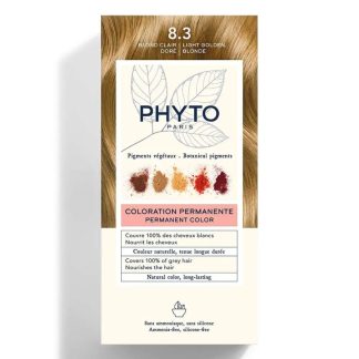 Стойкая краска для волос PhytoColor, оттенок 8.3, светло-золотистый блонд, 1 комплект.